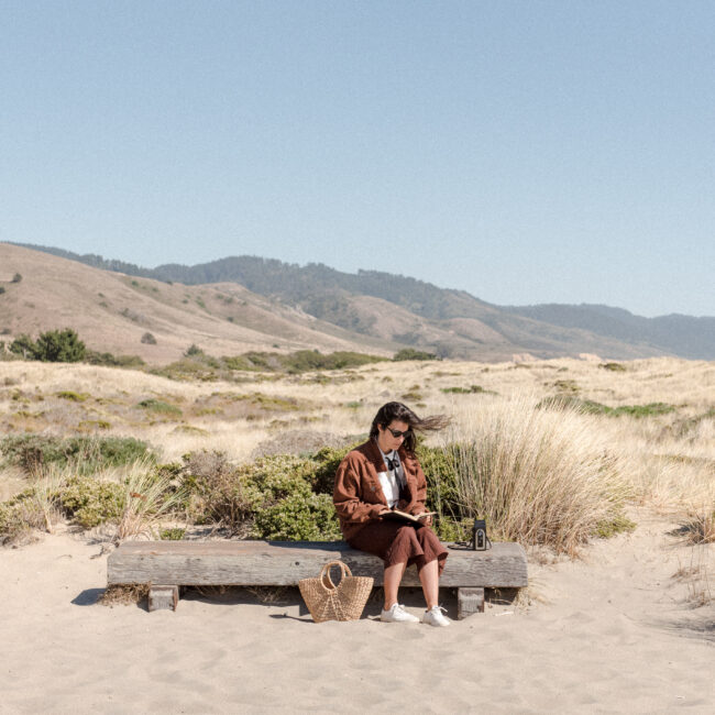 Woman on the beach in Point Reyes